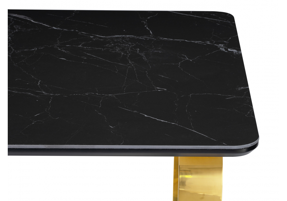 фото керамический стол woodville селена 4 180х90 черный мрамор / золото 606414 | 220svet.ru