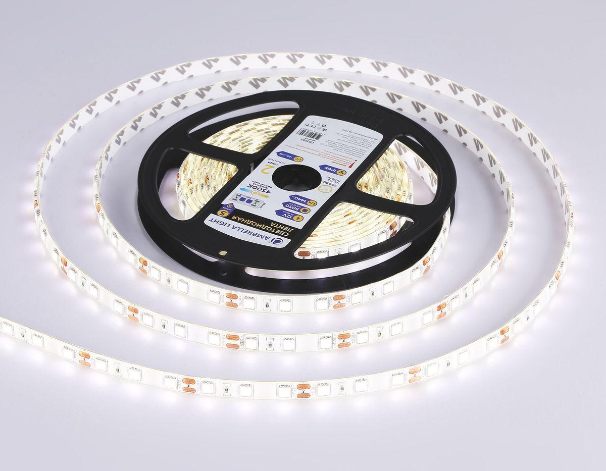 фото светодиодная влагозащищенная лента дневной белый ambrella light 14,4w/m 60led/m 5050smd 4500к 5m gs2102 | 220svet.ru