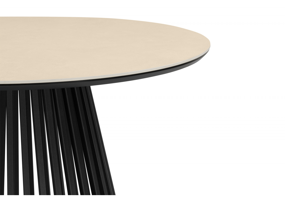 фото керамический стол woodville нэнси 90 okara light yellow / черный 664914 | 220svet.ru