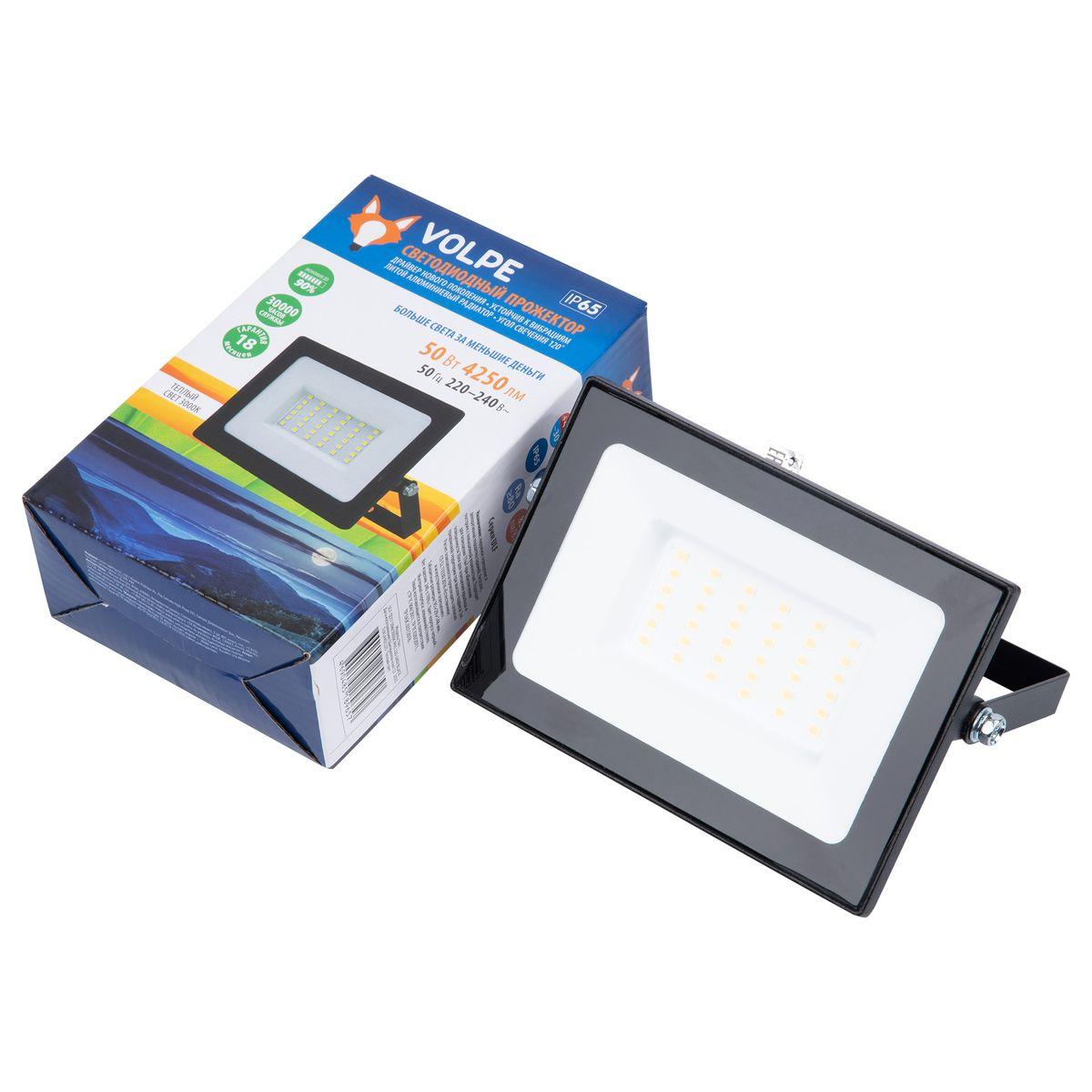 фото прожектор светодиодный volpe ulf-q517 50w/3000k ip65 220-240v black ul-00011634 | 220svet.ru
