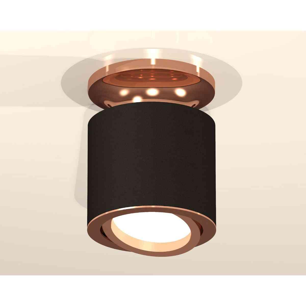 фото комплект накладного светильника ambrella light techno spot xs7402120 sbk/ppg черный песок/золото розовое полированное (n7930, c7402, n7005) | 220svet.ru