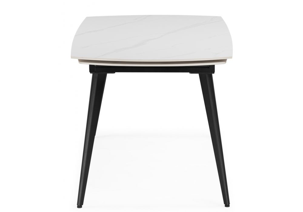 фото керамический стол раздвижной woodville aveiro 120(180)x80 белый мрамор / черный 15861 | 220svet.ru