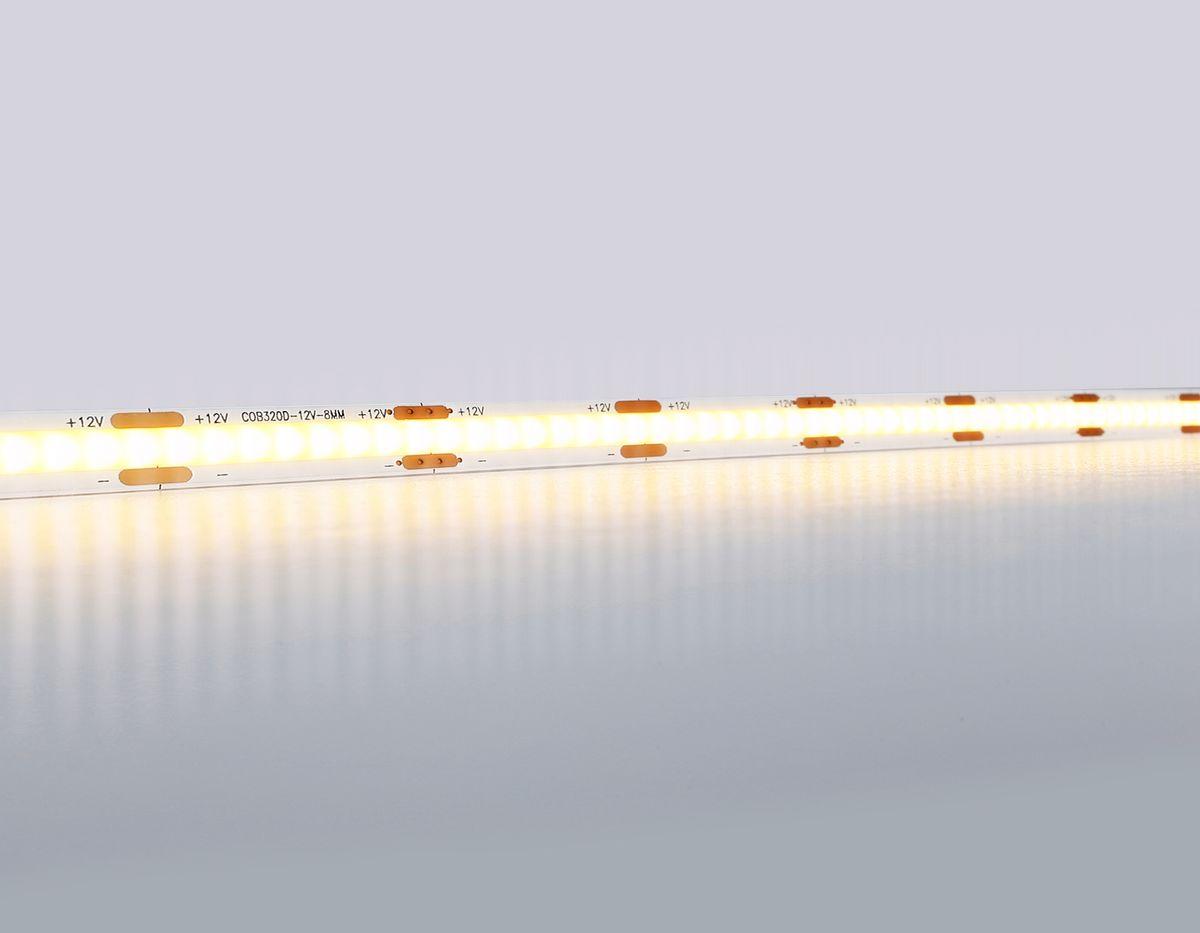 фото светодиодная лента теплый белый ambrella light 10w/m 320led/m cob 3000к 5m gs2601 | 220svet.ru