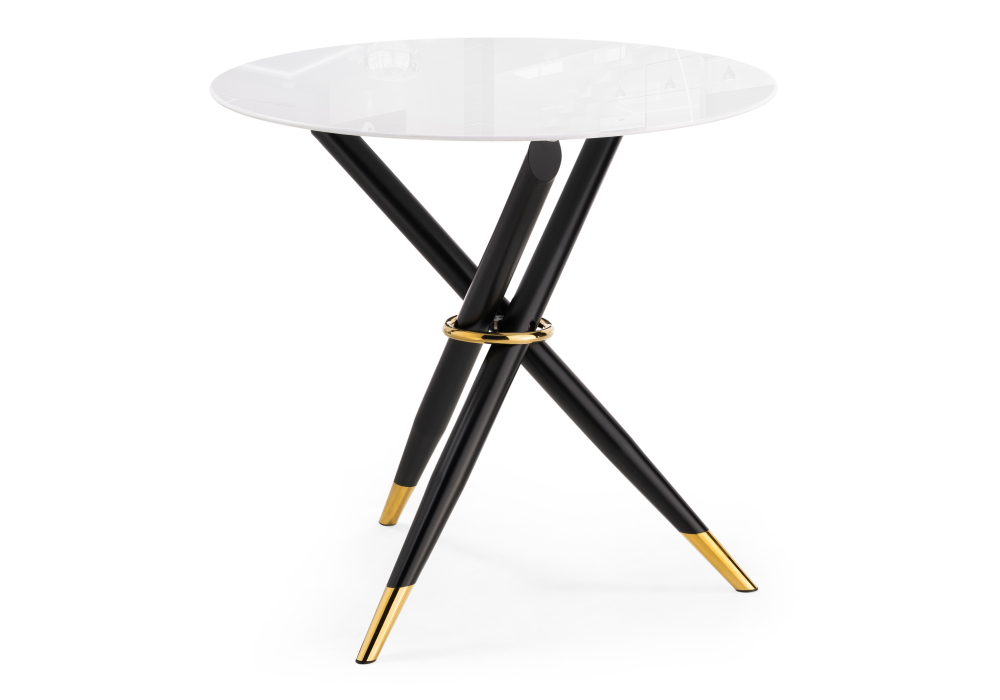 фото стол стеклянный woodville rock 100х75 white / black 15536 | 220svet.ru