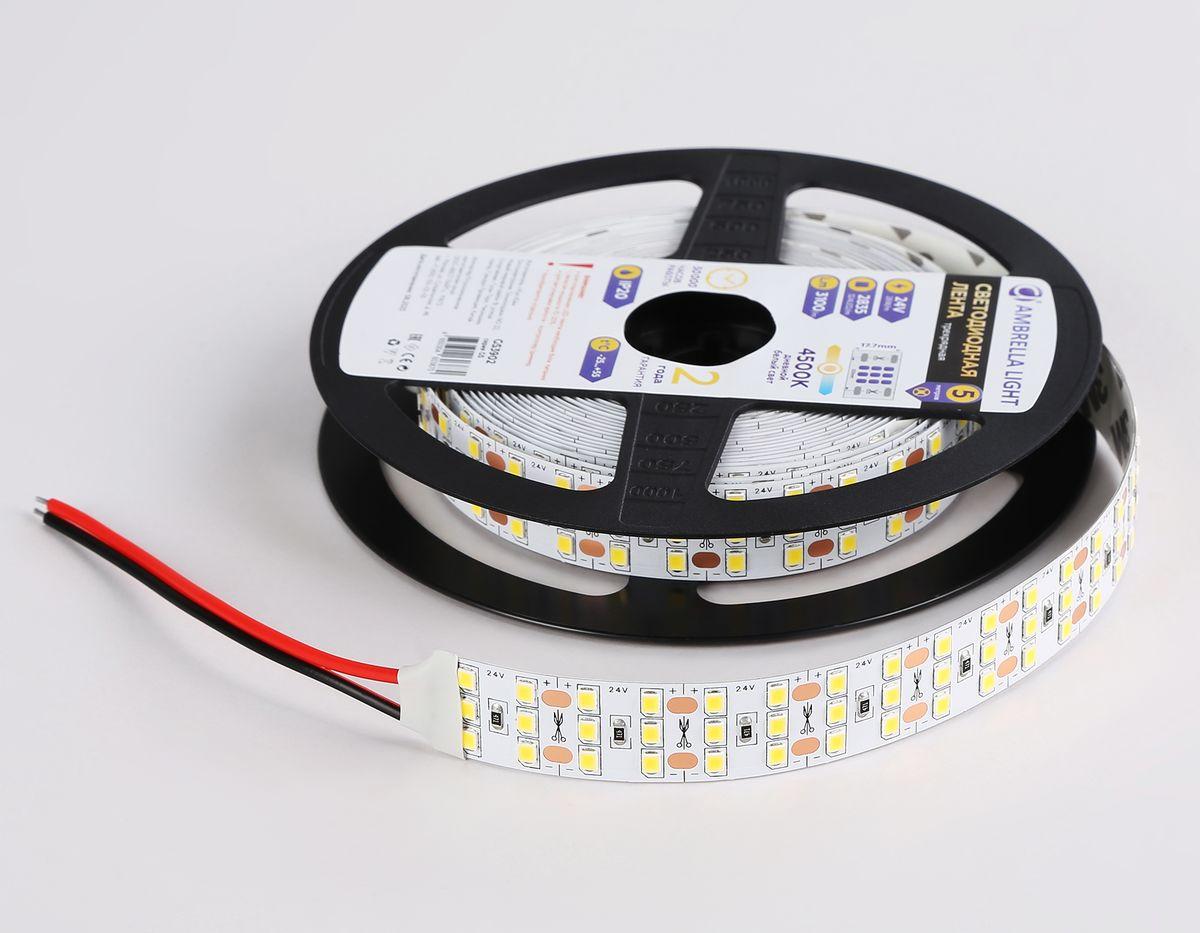фото светодиодная лента дневной белый ambrella light 26w/m 324led/m 2835smd 4500к 5m gs3902 | 220svet.ru