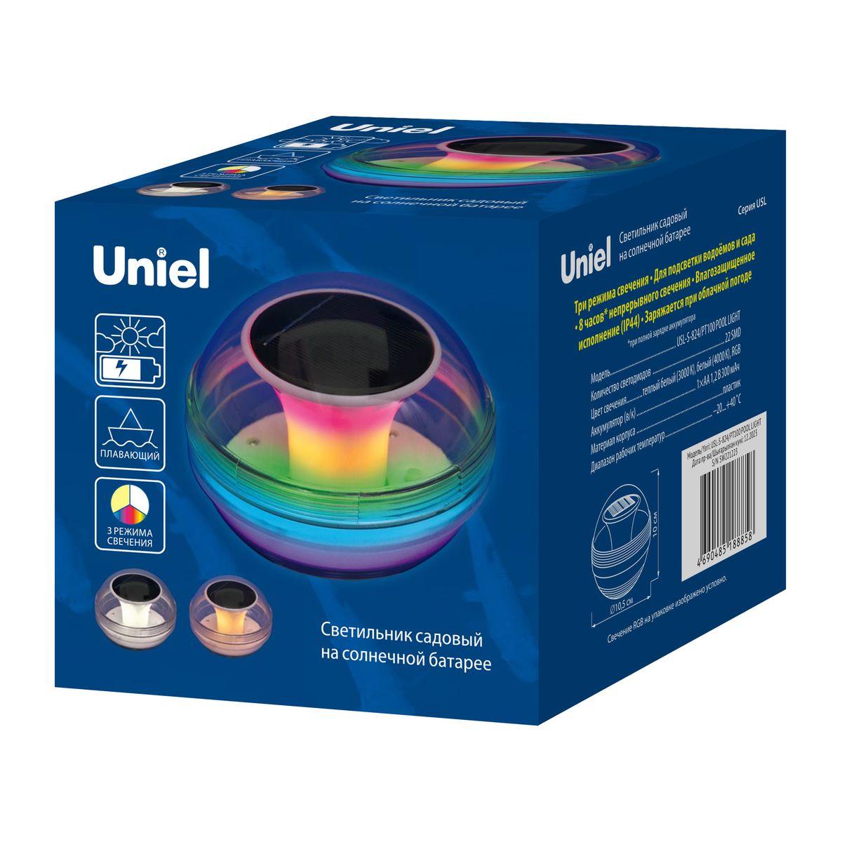 фото светильник на солнечных батареях uniel usl-s-824/pt100 pool light ul-00011597 | 220svet.ru