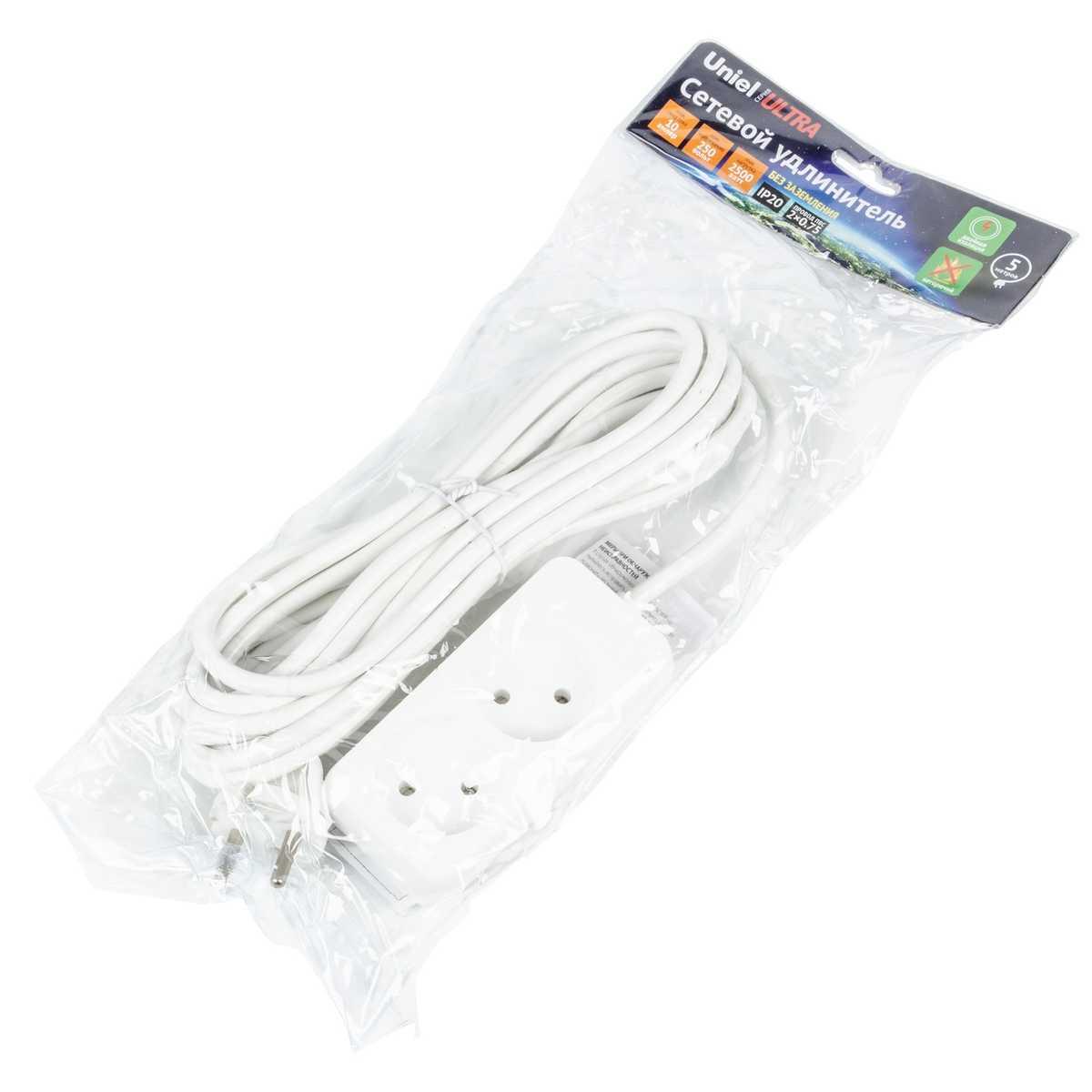 фото удлинитель uniel ultra 2гн х 5м б/з s-cu2-5 white ul-00009978 | 220svet.ru