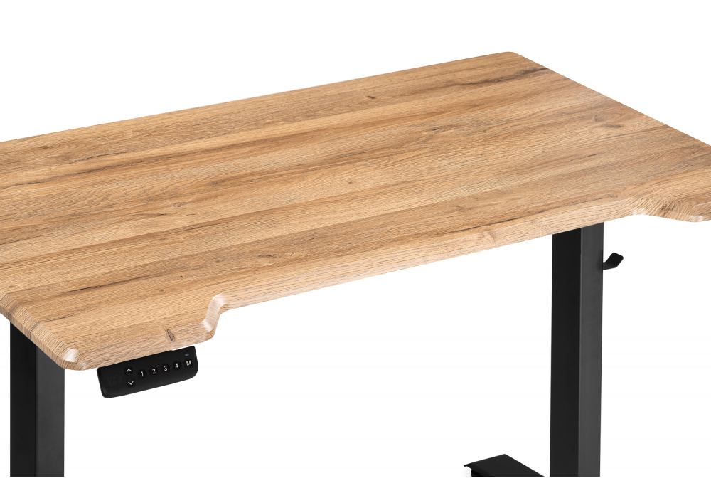 фото компьютерный стол с механизмом подъема 140х80х75 woodville маркос дуб вотан / черный 578407 | 220svet.ru