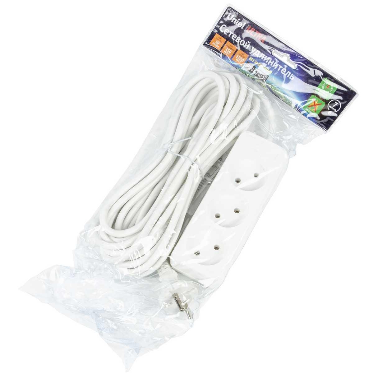 фото удлинитель uniel ultra 3гн х 10м б/з s-cu3-7 white ul-00009986 | 220svet.ru