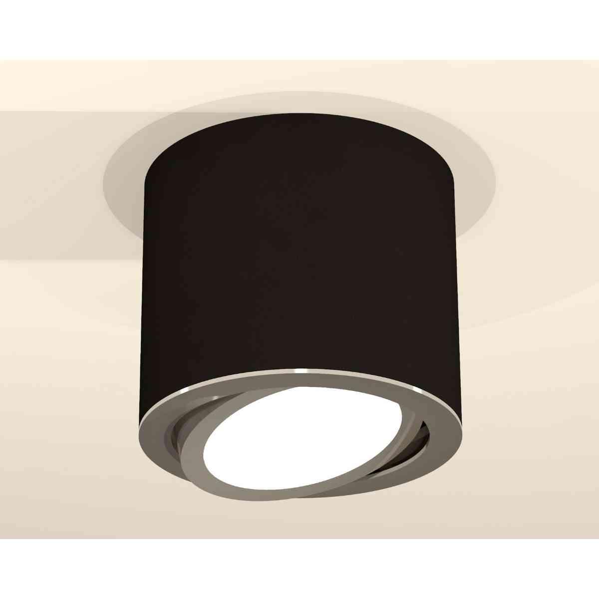 фото комплект накладного светильника ambrella light techno spot xs7402002 sbk/psl черный песок/серебро полированное (c7402, n7003) | 220svet.ru