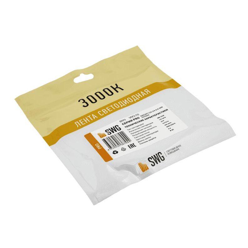 фото лента swg 9,6w/m 120led/m 3528smd теплый белый 5m 005669 | 220svet.ru