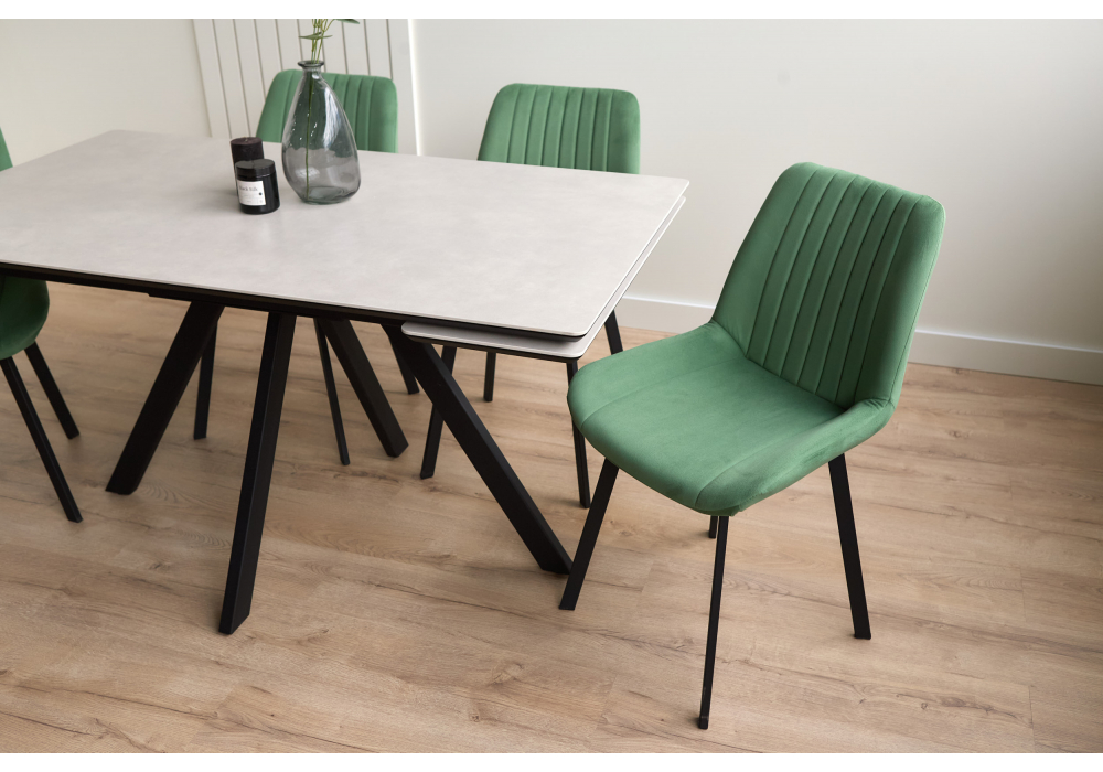 фото керамический стол раскладной 140(200)х80 woodville вилли серый / черный 625828 | 220svet.ru