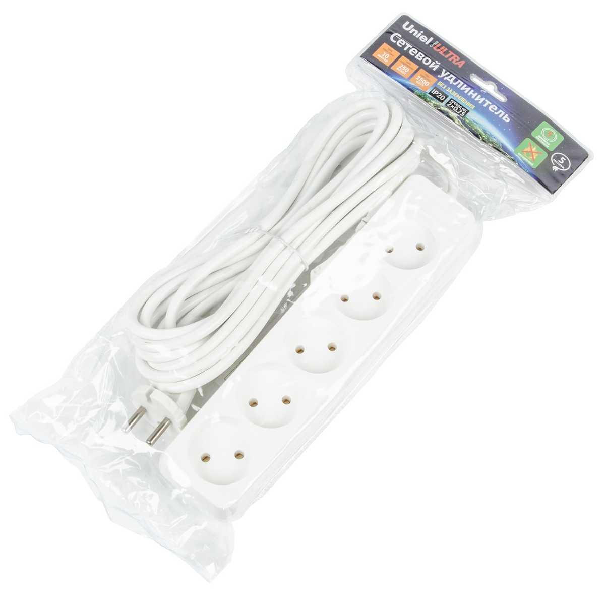 фото удлинитель uniel ultra 4гн х 5м б/з s-cu4-5 white ul-00009989 | 220svet.ru
