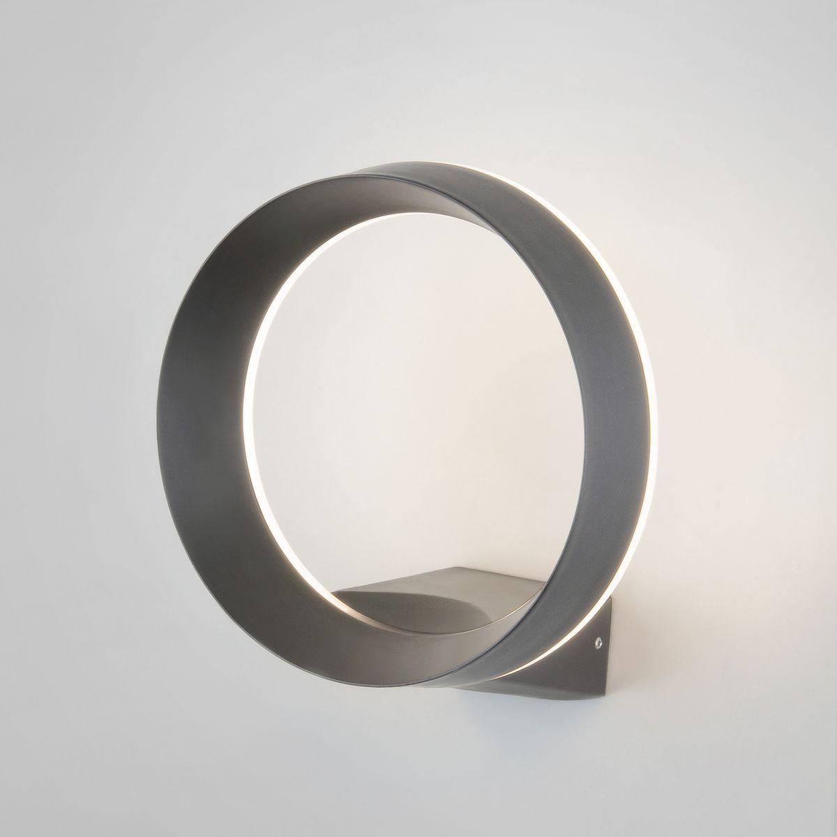 фото уличный настенный светодиодный светильник elektrostandard ring 1710 techno led серый a054932 | 220svet.ru