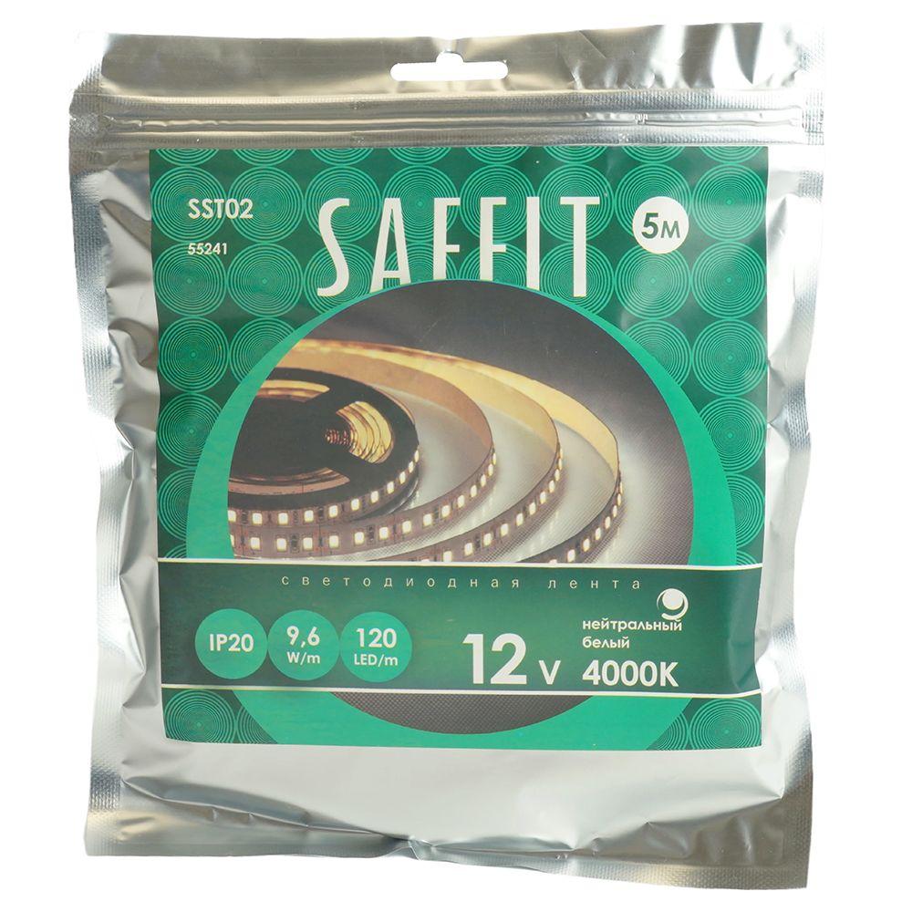 фото светодиодная лента saffit 9,6w/m 120led/m 2835smd дневной белый 5м sst02 55241 | 220svet.ru