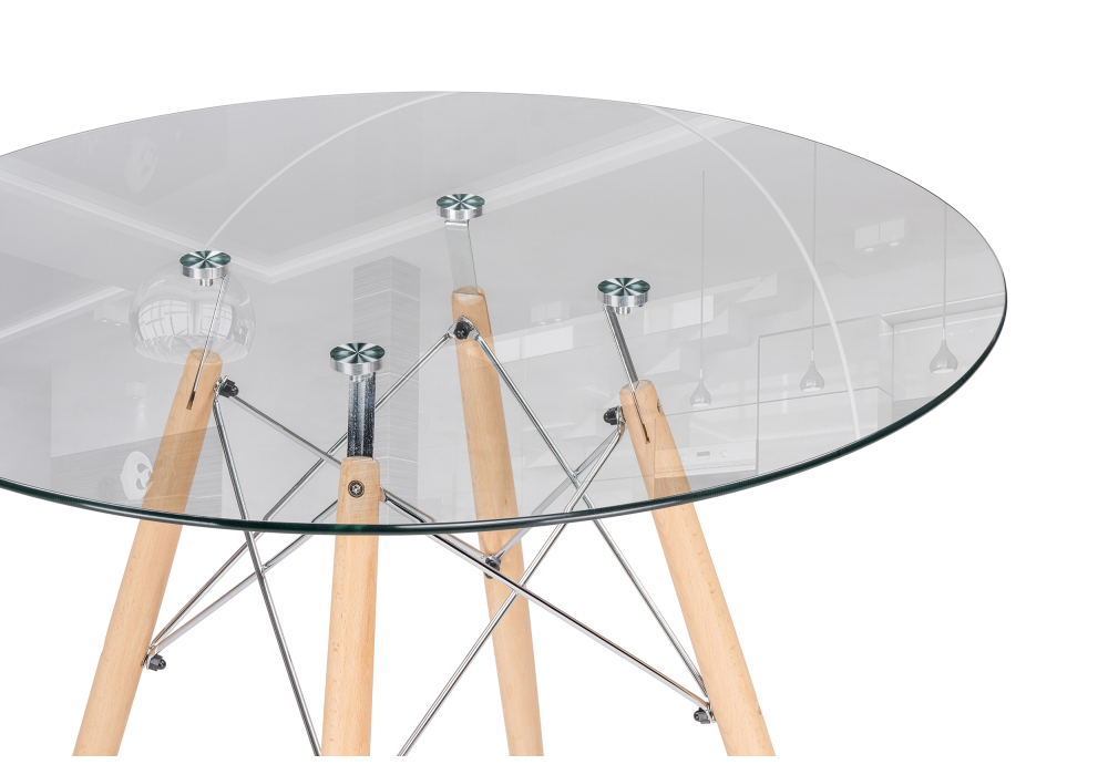 фото стол стеклянный woodville pt-151 80х80х76 clear glass / wood 15486 | 220svet.ru