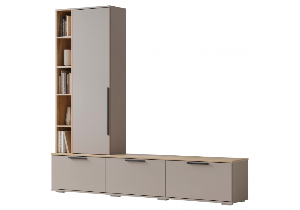 фото готовая гостиная комплектация 2 woodville филеста кашемир / дуб вотан 664938 | 220svet.ru