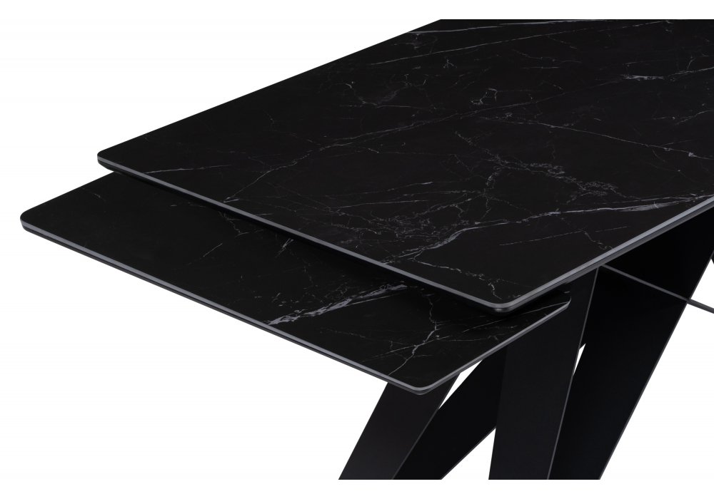 фото керамический стол 140(200)х80 раскладной woodville блэкберн черный мрамор shakespeare black / черный 625931 | 220svet.ru