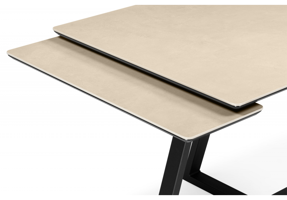 фото керамический стол раскладной woodville памелла 120(180)х80 okara light yellow / черный 664957 | 220svet.ru