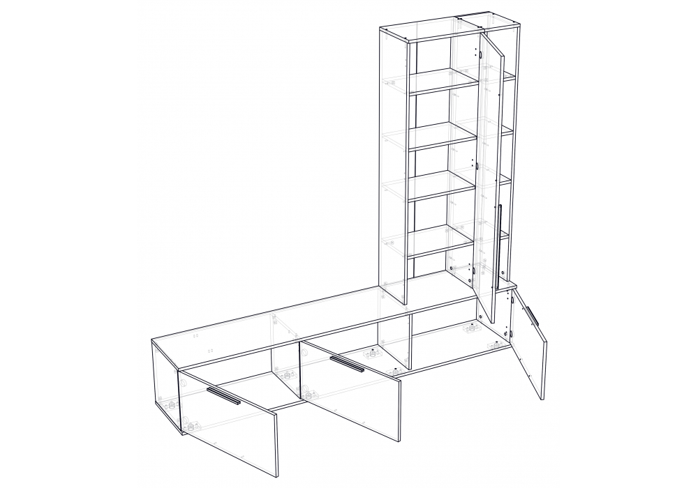 фото готовая гостиная комплектация 2 woodville филеста графит / дуб вотан 664937 | 220svet.ru