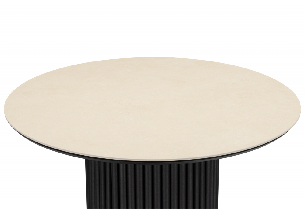 фото керамический стол woodville барел 89 okara light yellow / черный 664918 | 220svet.ru