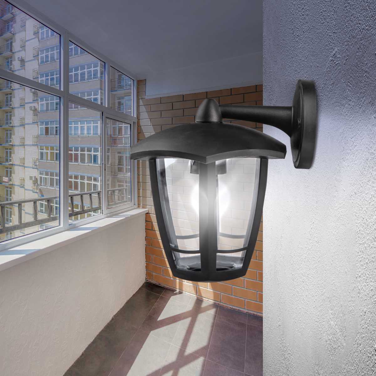 фото садово-парковый светильник эра «дели 3» нбу 07-40-004 черный 6-гранный настенный ip44 е27 max 60вт б0051188 | 220svet.ru