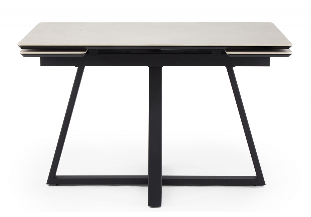 фото керамический стол раскладной 120(180)х80 woodville памелла carmen light grey / черный 622884 | 220svet.ru