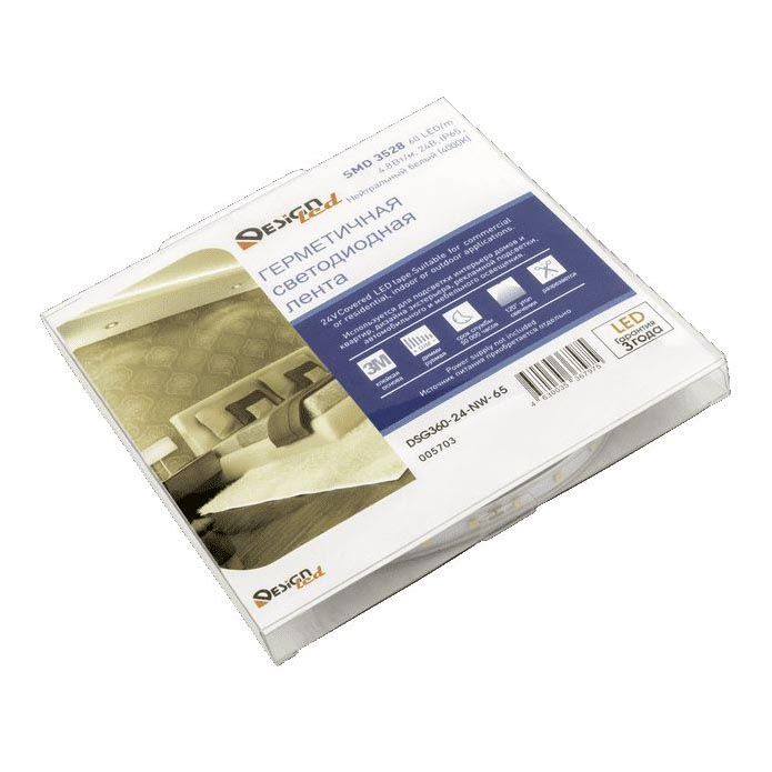 фото влагозащищенная лента designled 4,8w/m 60led/m 3528smd нейтральный белый 5m 005703 | 220svet.ru