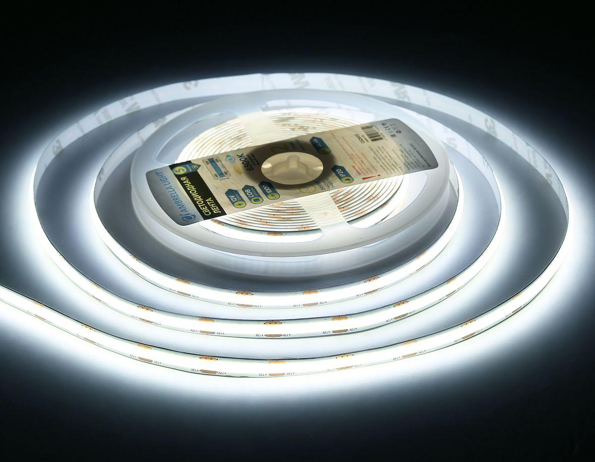фото светодиодная лента холодный белый ambrella light 10w/m 320led/m cob 6500к 5m gs2603 | 220svet.ru