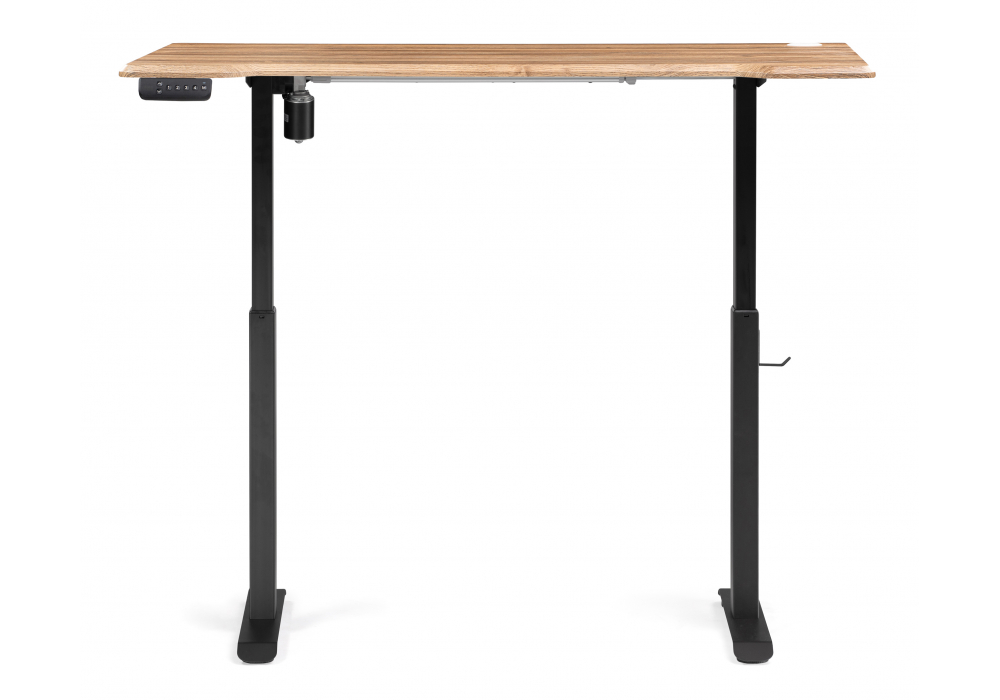 фото компьютерный стол с механизмом подъема 140х80х75 woodville маркос дуб вотан / черный 578407 | 220svet.ru