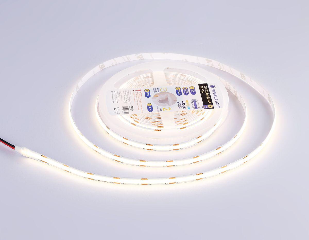 фото светодиодная лента дневной белый ambrella light 10w/m 320led/m cob 4500к 5m gs2602 | 220svet.ru