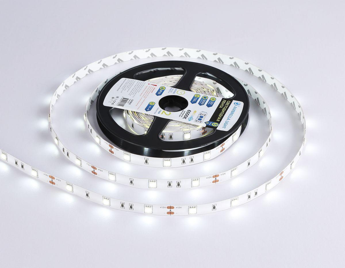 фото светодиодная лента холодный белый ambrella light 7,2w/m 30led/m 5050smd 6500к 5m gs1803 | 220svet.ru