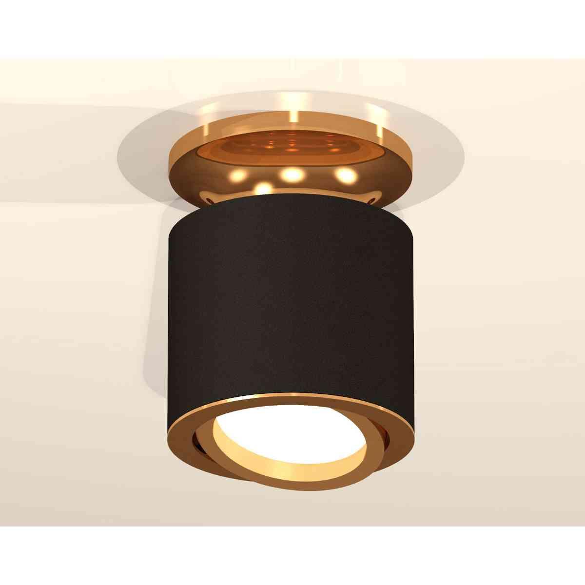 фото комплект накладного светильника ambrella light techno spot xs7402100 sbk/pyg черный песок/золото желтое полированное (n7929, c7402, n7004) | 220svet.ru