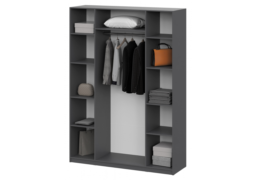 фото шкаф комплектация 3 woodville даиго с антресолью графит серый текстурный 676152 | 220svet.ru