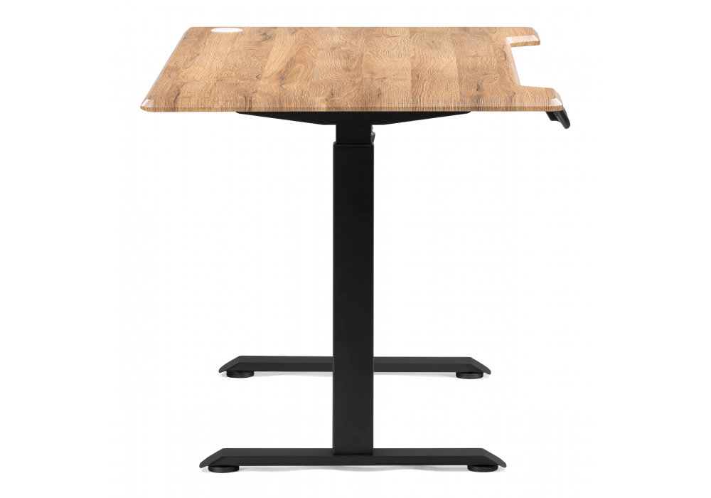 фото компьютерный стол с механизмом подъема 140х80х75 woodville маркос дуб вотан / черный 578407 | 220svet.ru