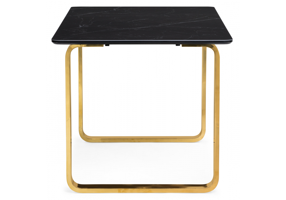 фото керамический стол woodville селена 4 180х90 черный мрамор / золото 606414 | 220svet.ru