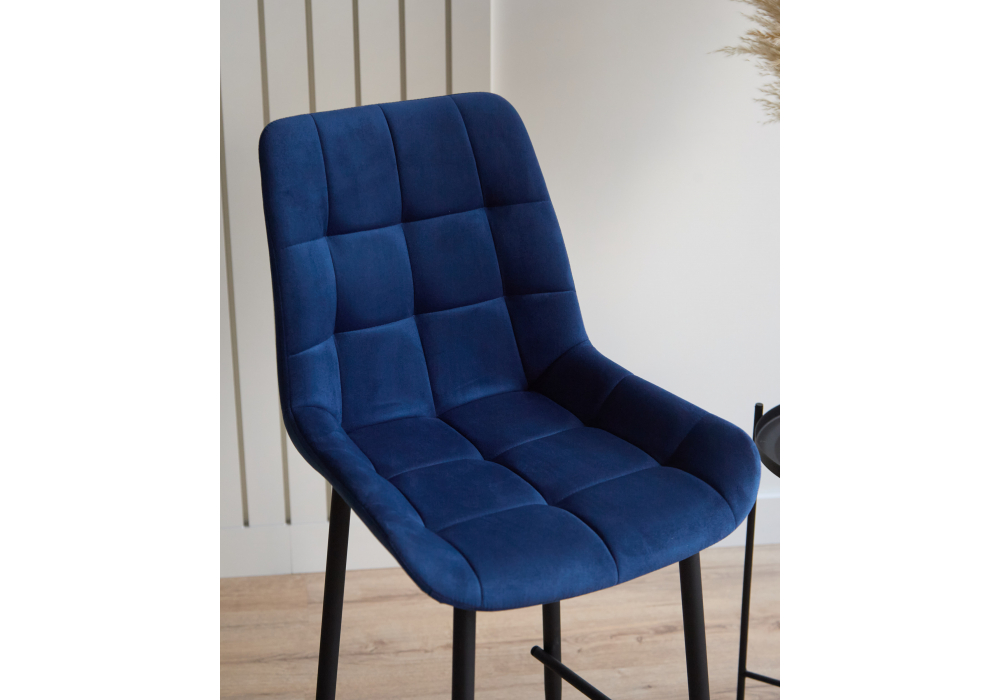 фото барный стул вращающийся woodville челси 360 синий (zd 798) / черный 632580 | 220svet.ru