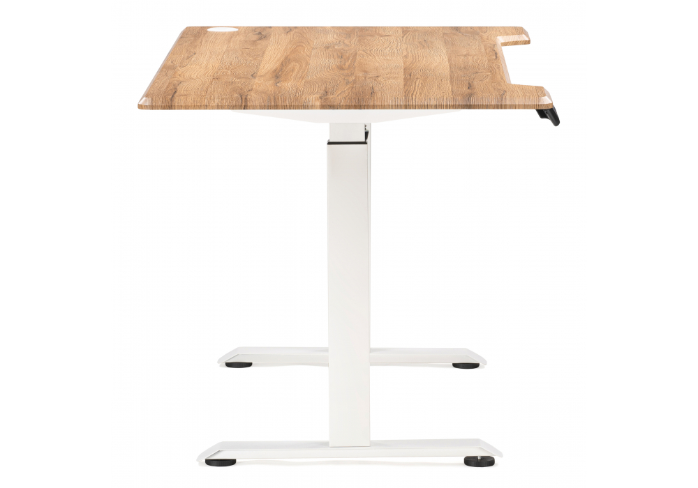 фото компьютерный стол с механизмом подъема 140х80х75 woodville маркос белый / вотан дуб 578486 | 220svet.ru