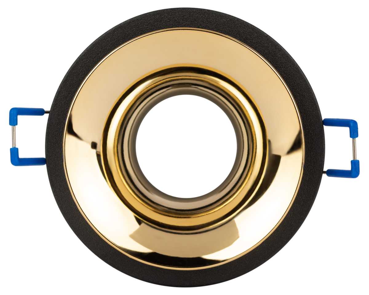 фото светильник встраиваемый декоративный эра kl103 bk/gd под лампу mr16 gu5.3 черный/золото б0056357 | 220svet.ru