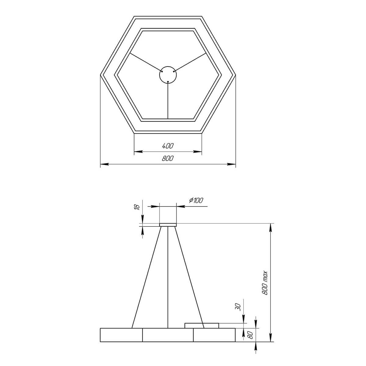 фото подвесной светодиодный cветильник эра hexagon spo-124-w-40k-051 51вт 4000к белый б0050556 | 220svet.ru