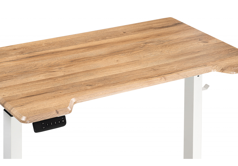 фото компьютерный стол с механизмом подъема 140х80х75 woodville маркос белый / вотан дуб 578486 | 220svet.ru