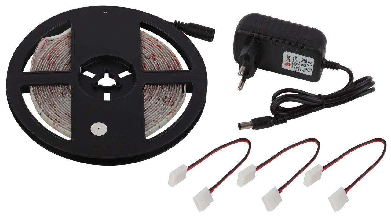 фото светодиодная влагозащищенная лента эра 4,8w/m 60led/m 2835smd холодный белый 5m 2835kit-4,8-60-12-ip65-6500-5m б0043063 | 220svet.ru