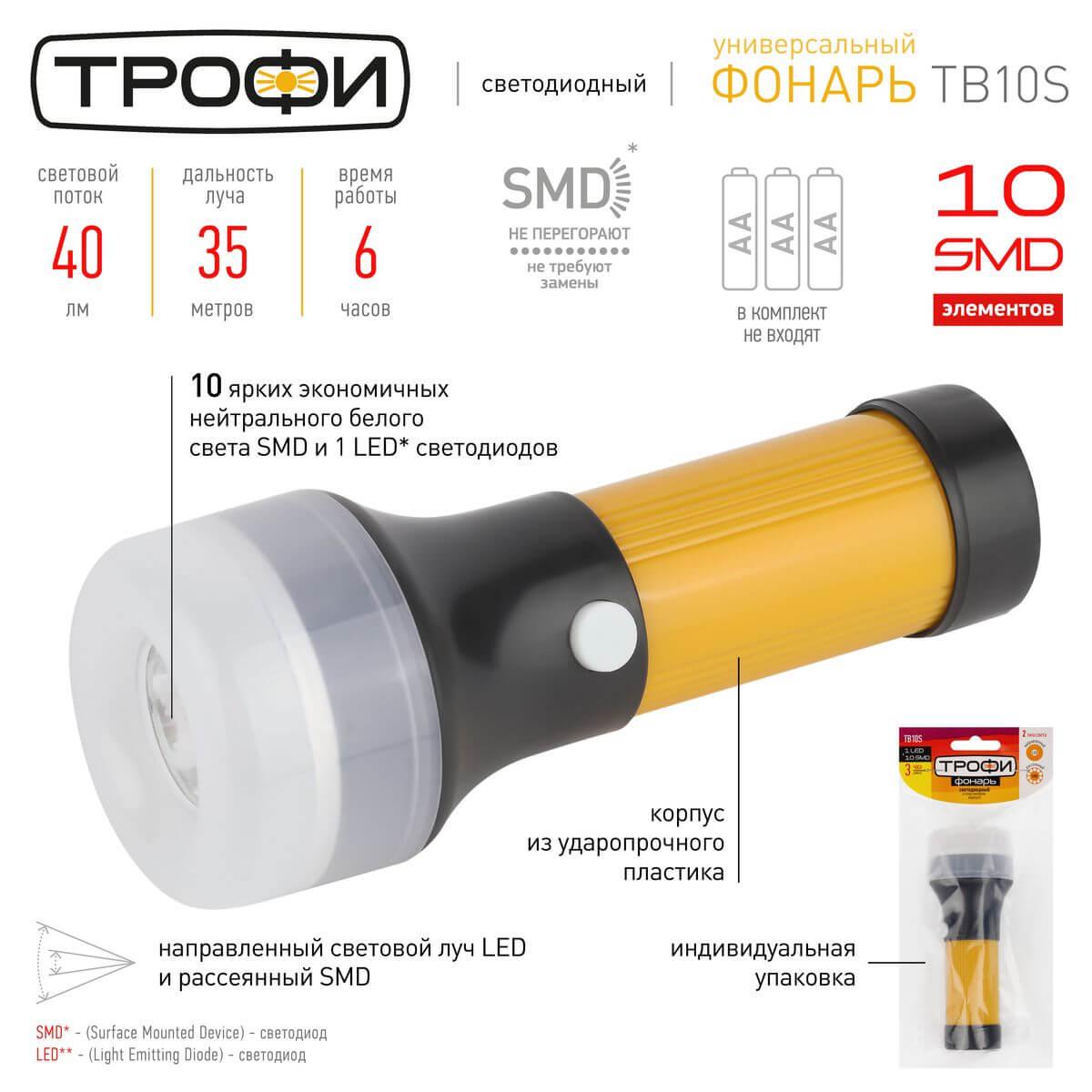 фото ручной светодиодный фонарь эра от батареек 141х54 40 лм tb10s б0025678 | 220svet.ru