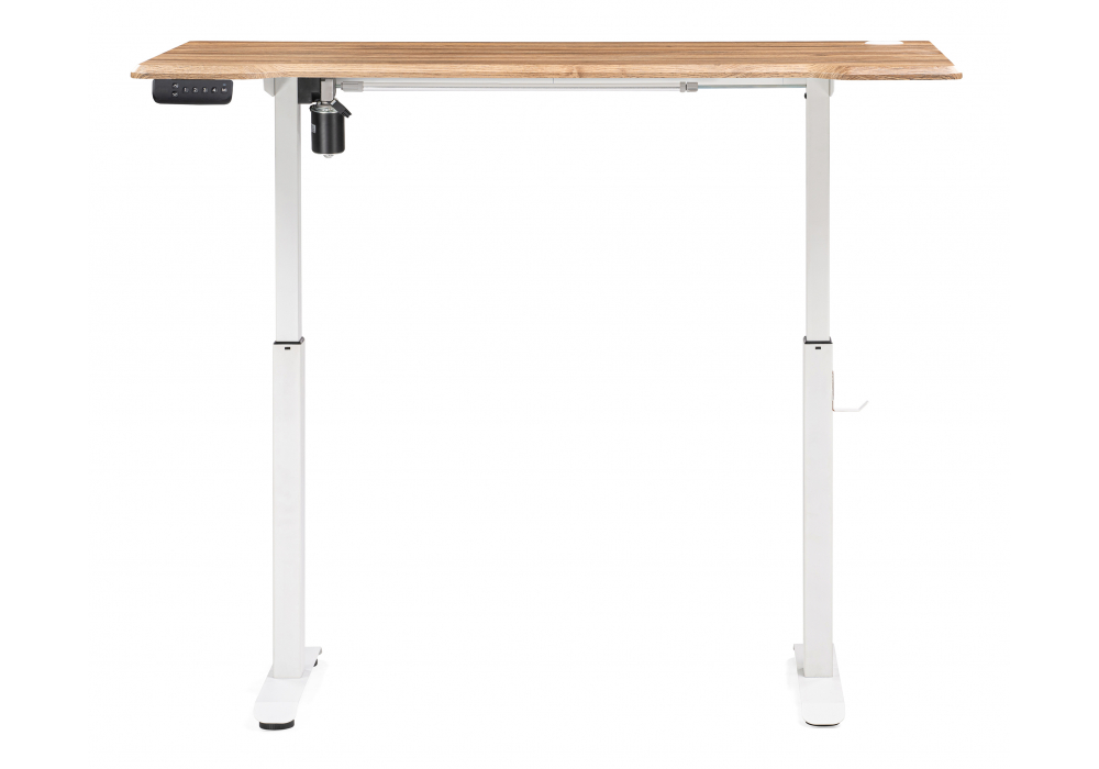 фото компьютерный стол с механизмом подъема 140х80х75 woodville маркос белый / вотан дуб 578486 | 220svet.ru