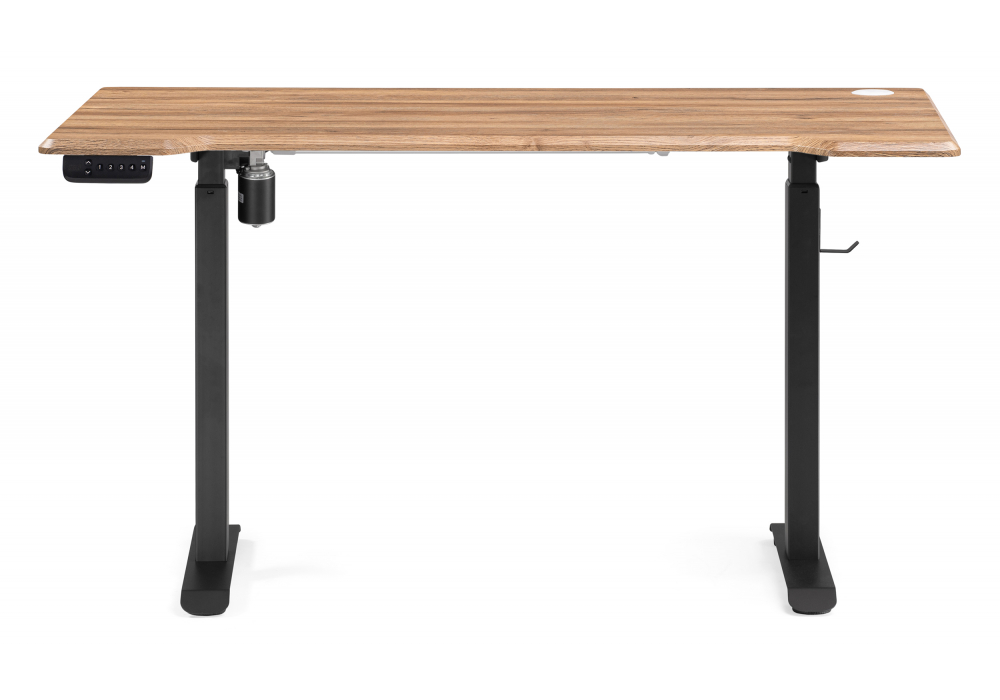 фото компьютерный стол с механизмом подъема 140х80х75 woodville маркос дуб вотан / черный 578407 | 220svet.ru