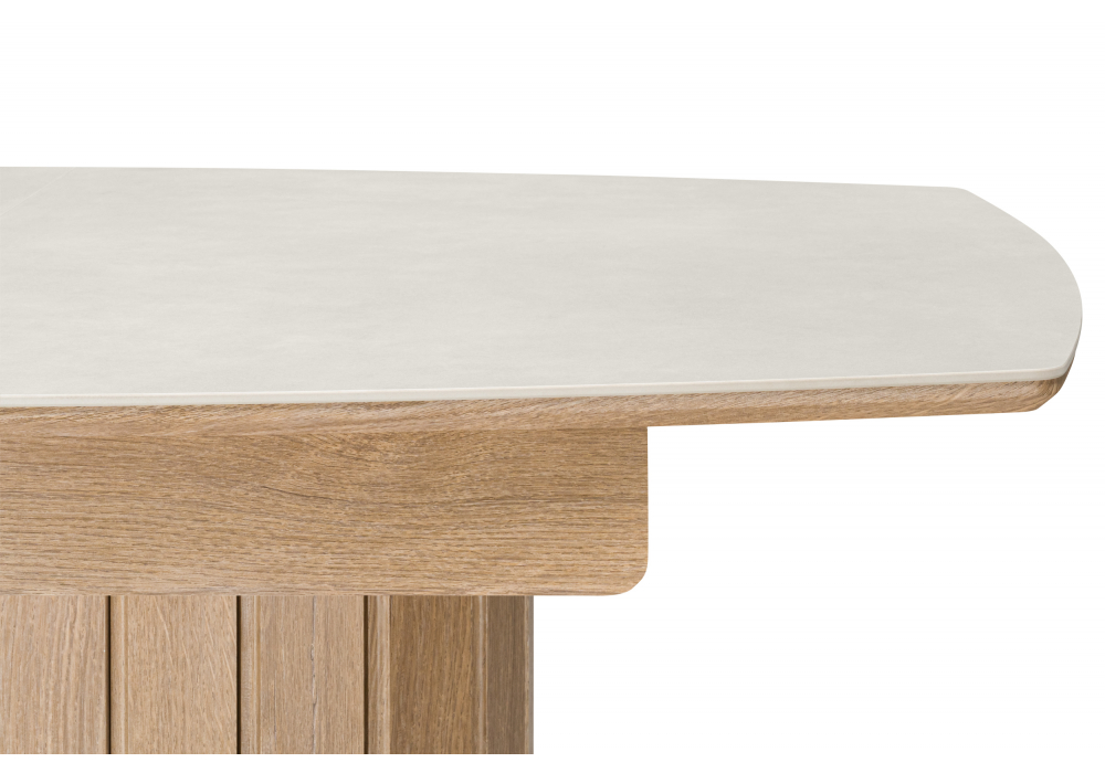 фото керамический стол раскладной woodville люмен 140(180)х80 carmen light grey / дуб американский 664687 | 220svet.ru