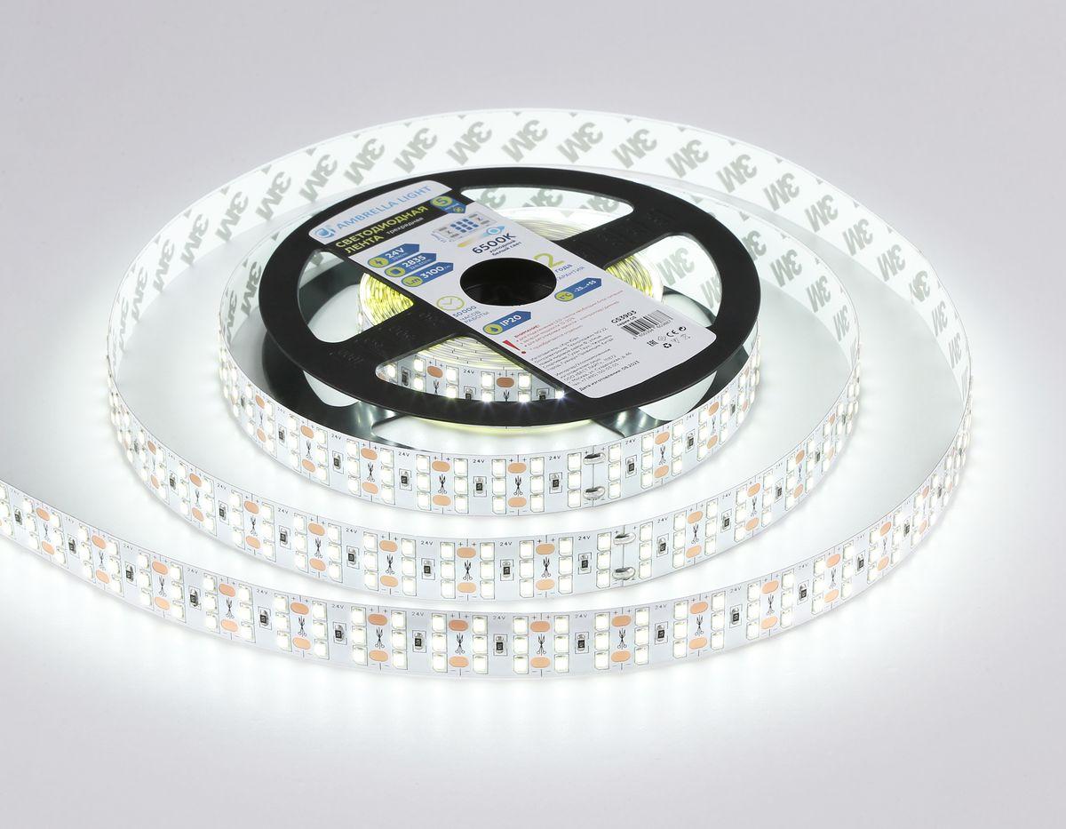 фото светодиодная лента холодный белый ambrella light 26w/m 324led/m 2835smd 6500к 5m gs3903 | 220svet.ru