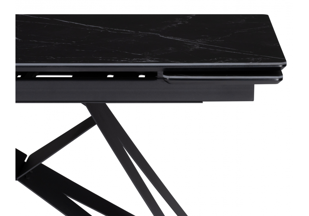 фото керамический стол 140(200)х80 раскладной woodville блэкберн черный мрамор shakespeare black / черный 625931 | 220svet.ru