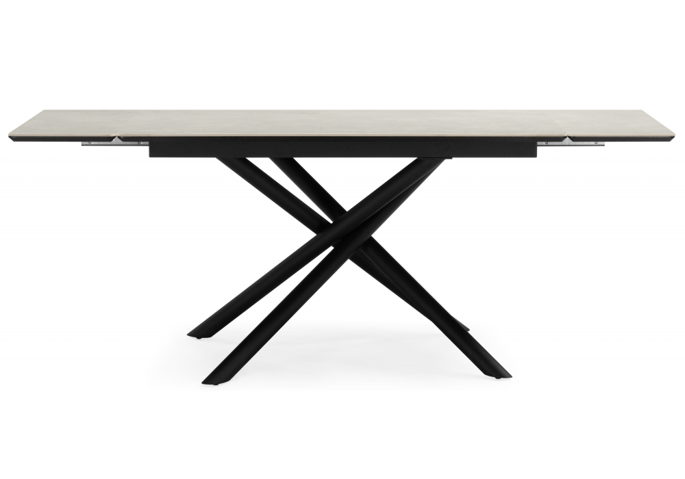 фото керамический стол раскладной 120(180)х80 woodville мэриан carmen light grey / черный 625719 | 220svet.ru