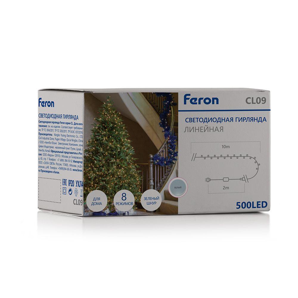 фото светодиодная гирлянда feron линейная 230v дневной белый 8 режимов cl09 48177 | 220svet.ru
